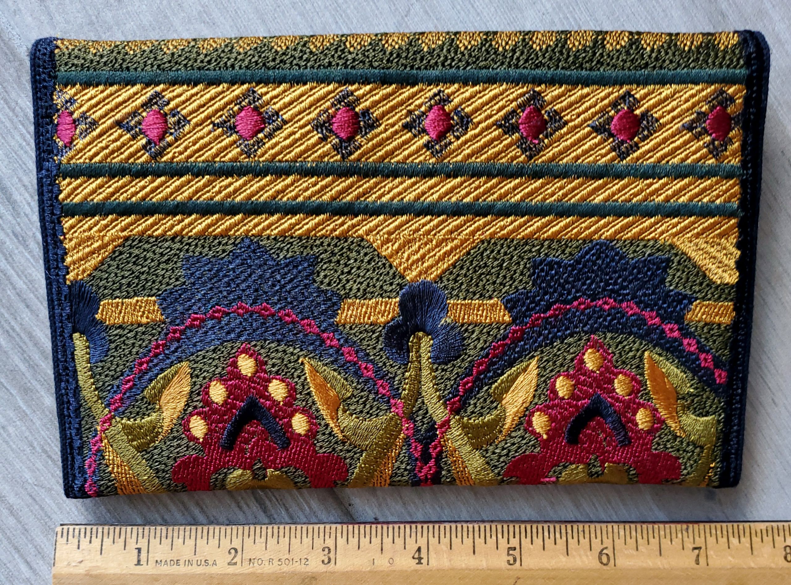 large-tapestry-embroidered-wallet-mustard-burgundy-back-Jen's-Bag-embroidered-bag
